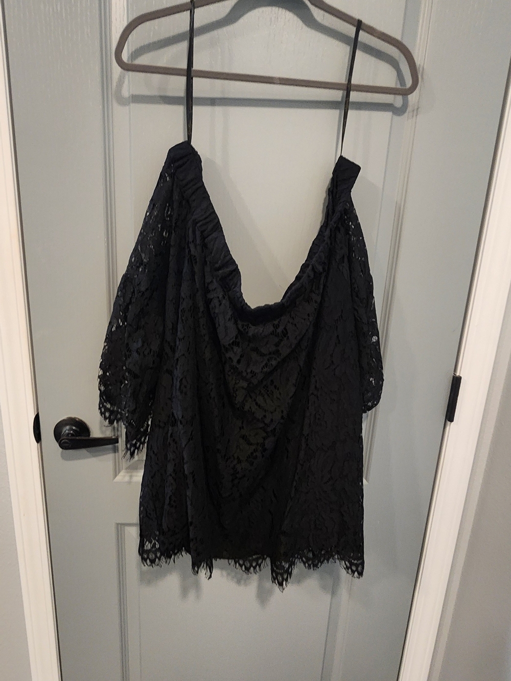 Jessica Simpson Black Lace Off-Shoulder Top